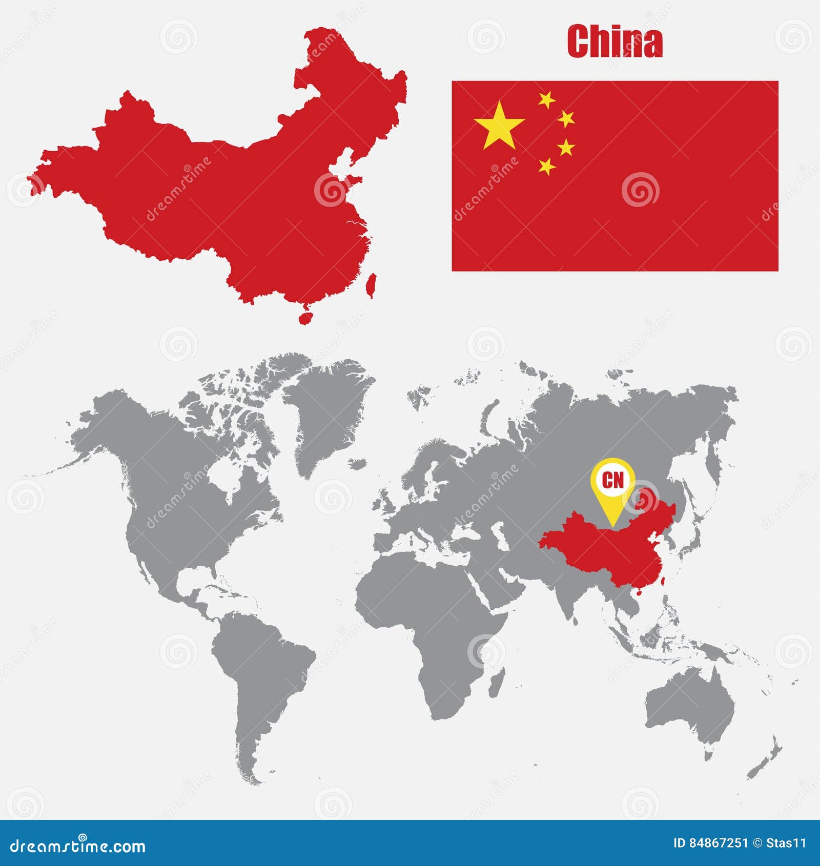 Carte De La Chine Sur Une Carte Du Monde Avec Lindicateur