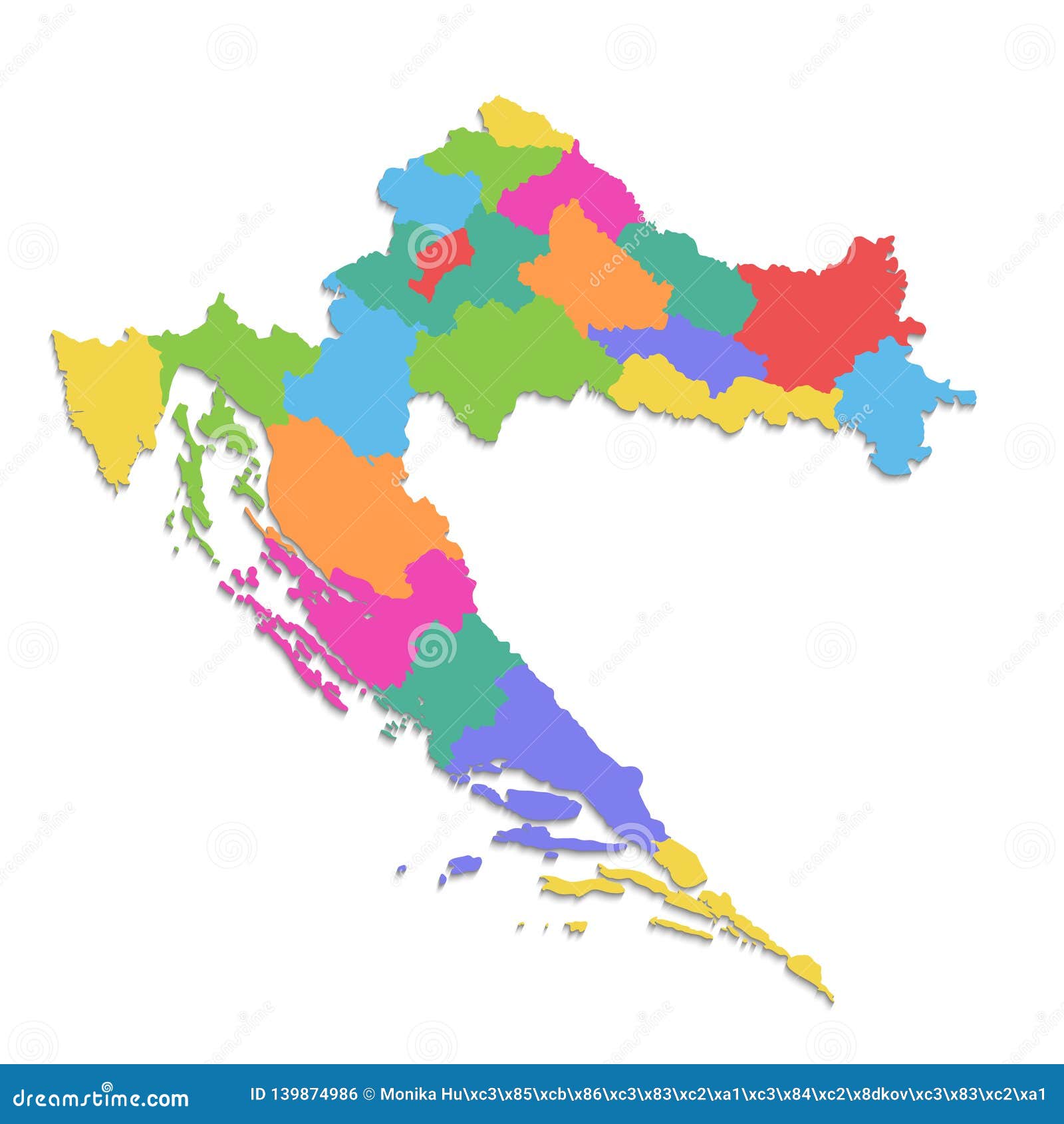 Carte vierge de la Croatie : carte muette et carte vectorielle de la Croatie