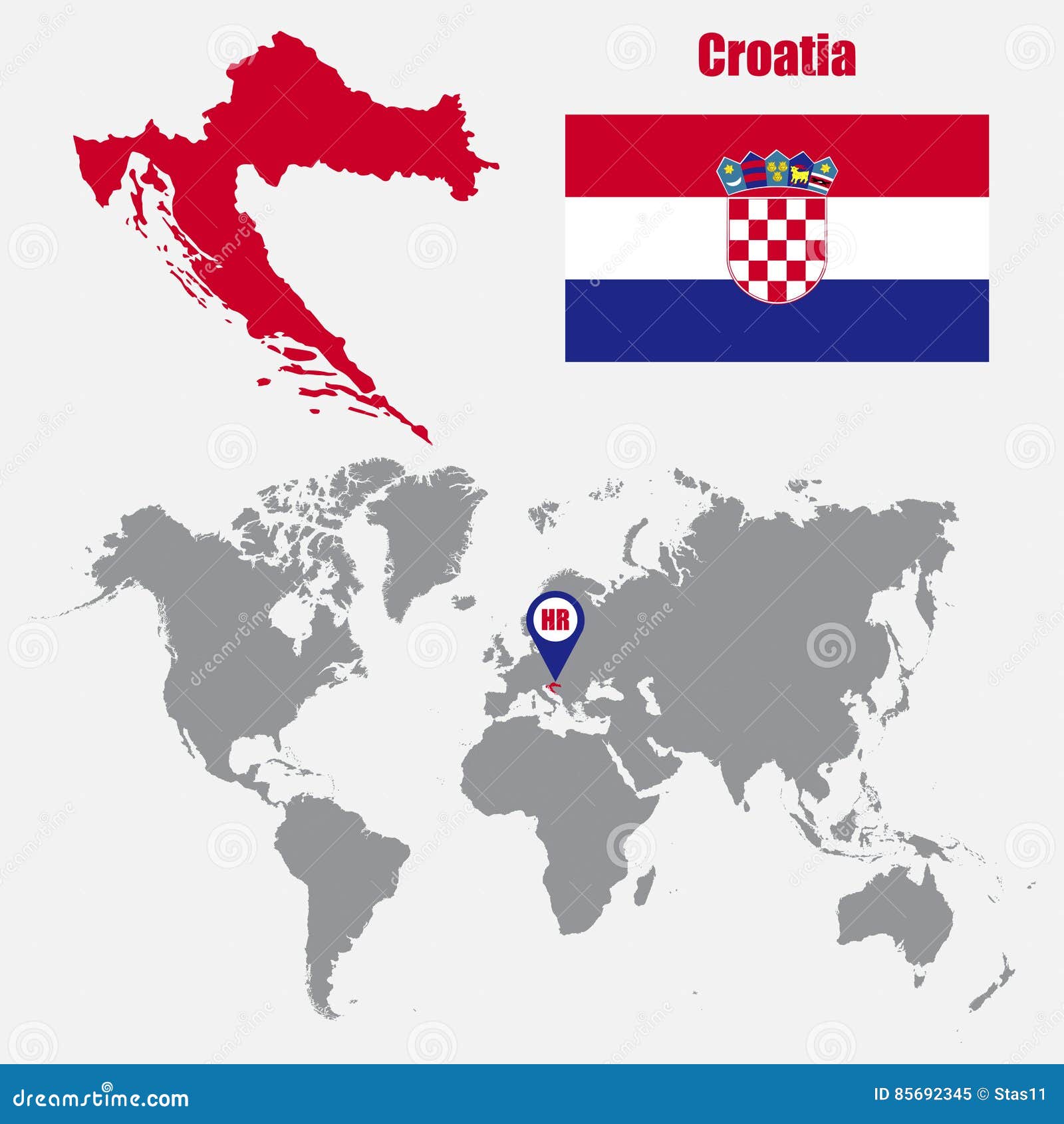 Carte De La Croatie Sur Une Carte Du Monde Avec Lindicateur