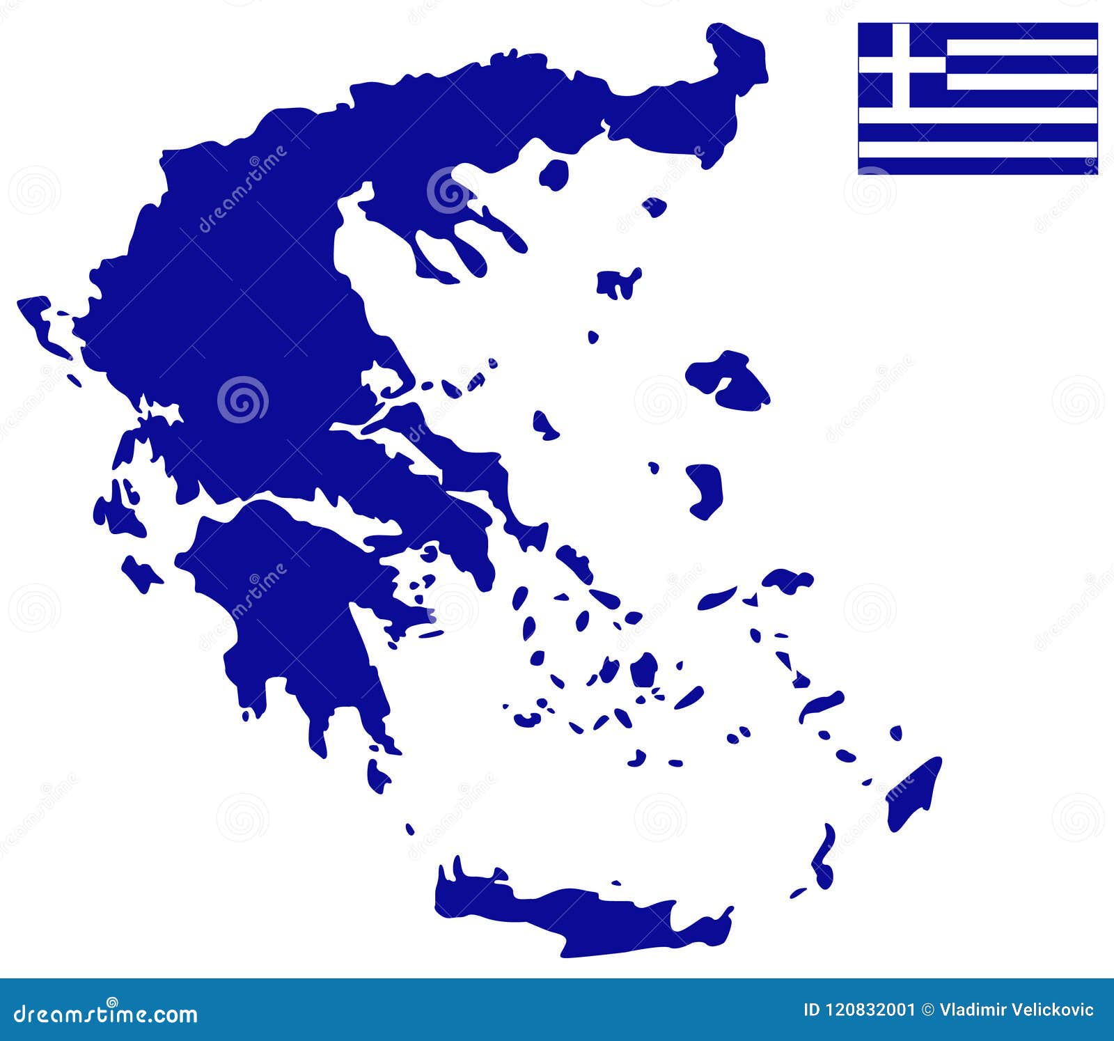 Carte De La Grèce Et Drapeau Pays Situé Dans Leurope Du