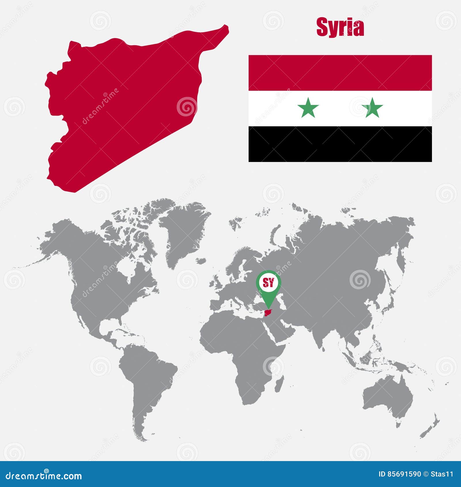 Carte De La Syrie Sur Une Carte Du Monde Avec Lindicateur