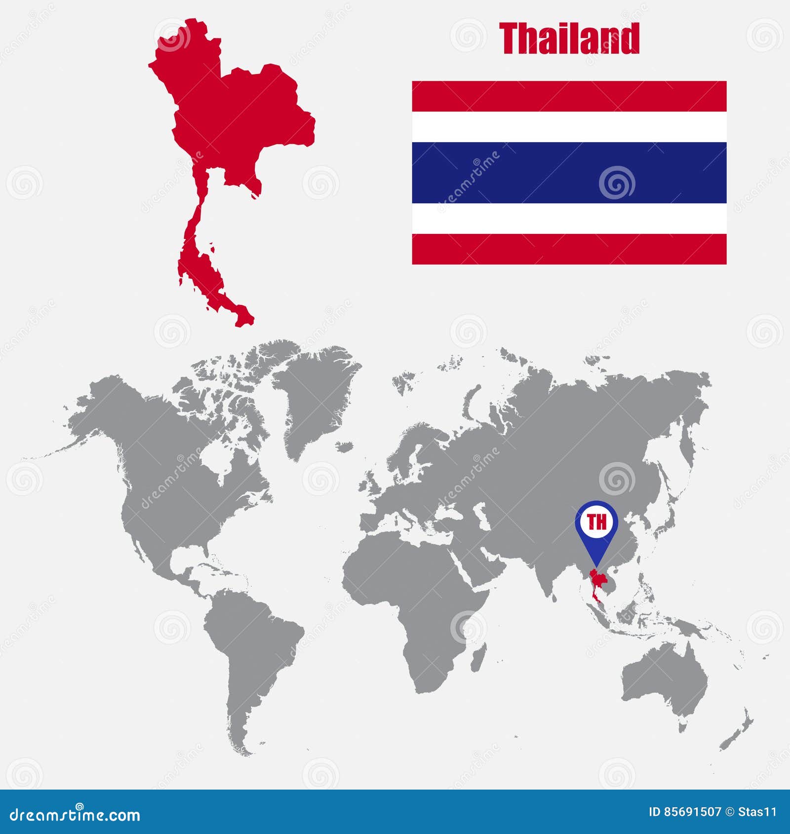 Carte De La Thaïlande Sur Une Carte Du Monde Avec L