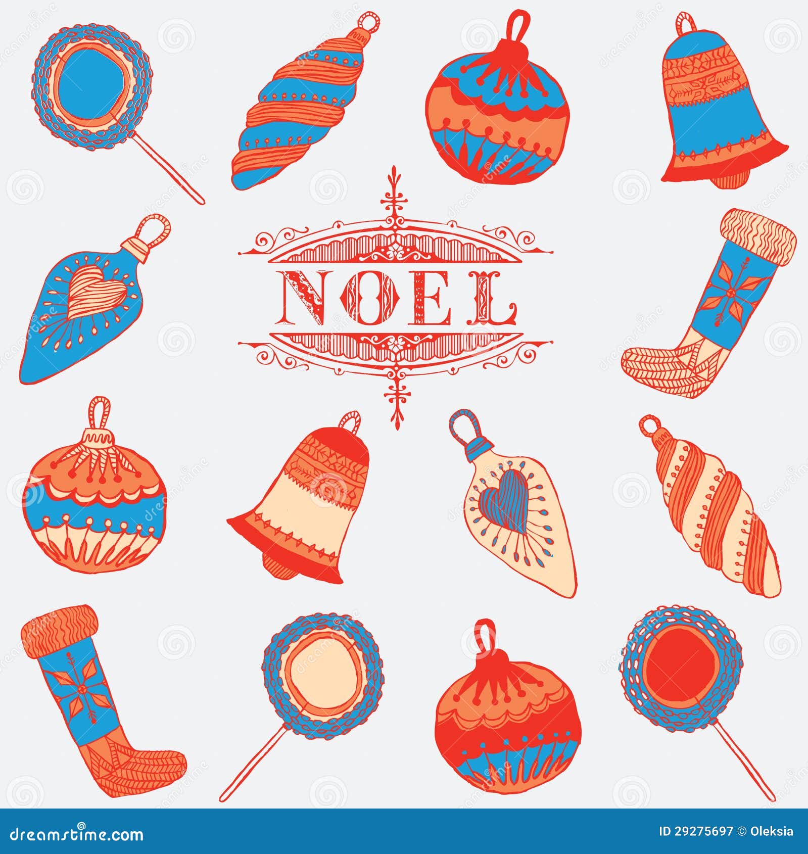 Carte de Noel. Décorations de Noël. Illustration de vecteur.