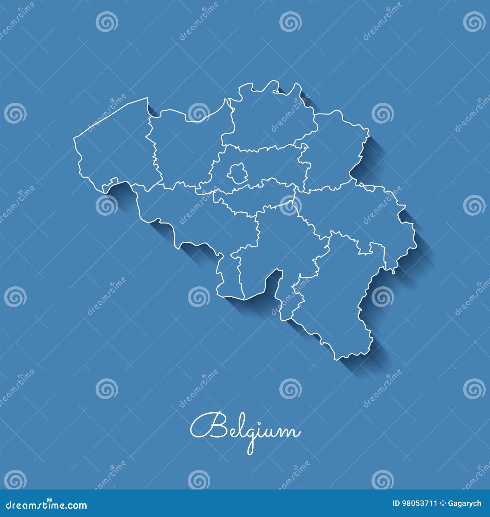 Carte De Region De La Belgique Bleu Avec Le Contour Blanc Et Illustration De Vecteur Illustration Du Avec Carte