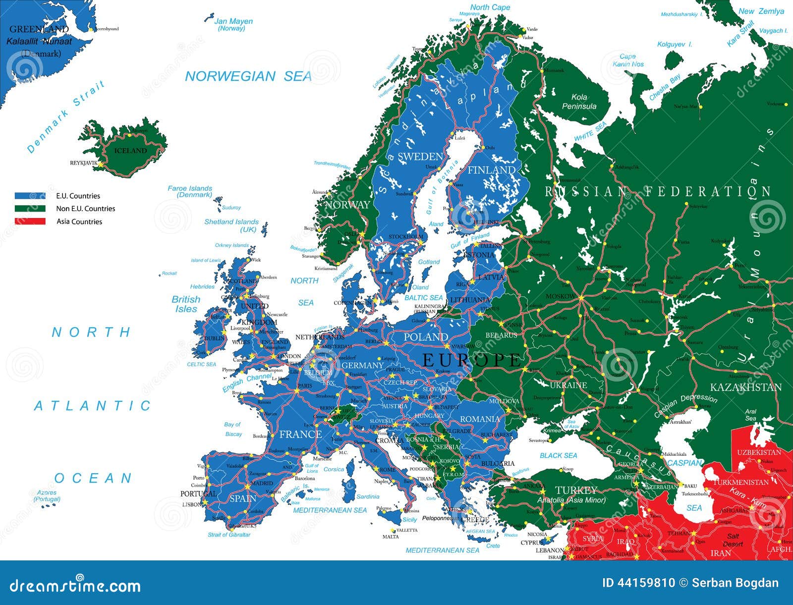 Carte De Route De Leurope Illustration De Vecteur