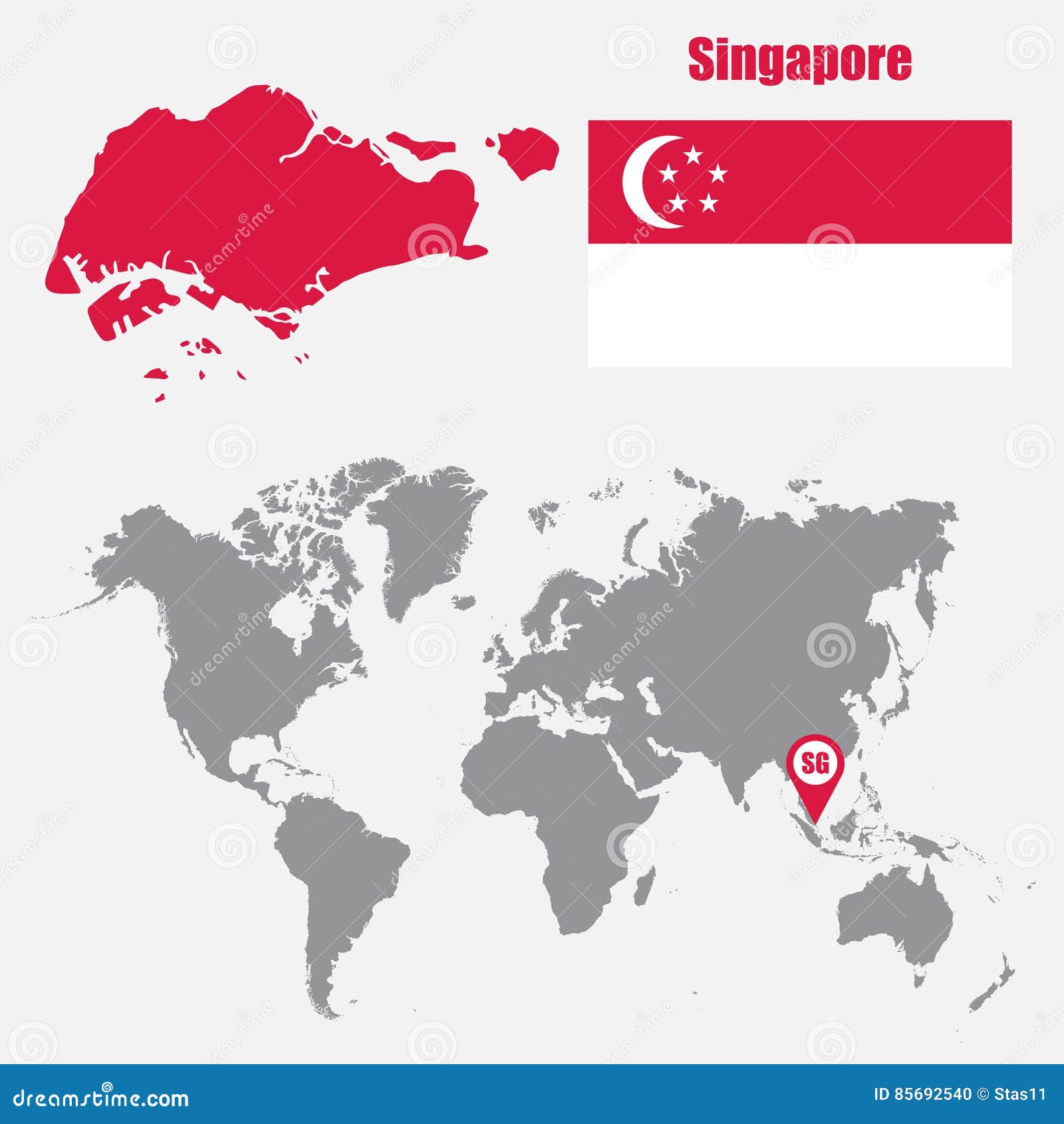 Carte De Singapour Sur Une Carte Du Monde Avec Lindicateur