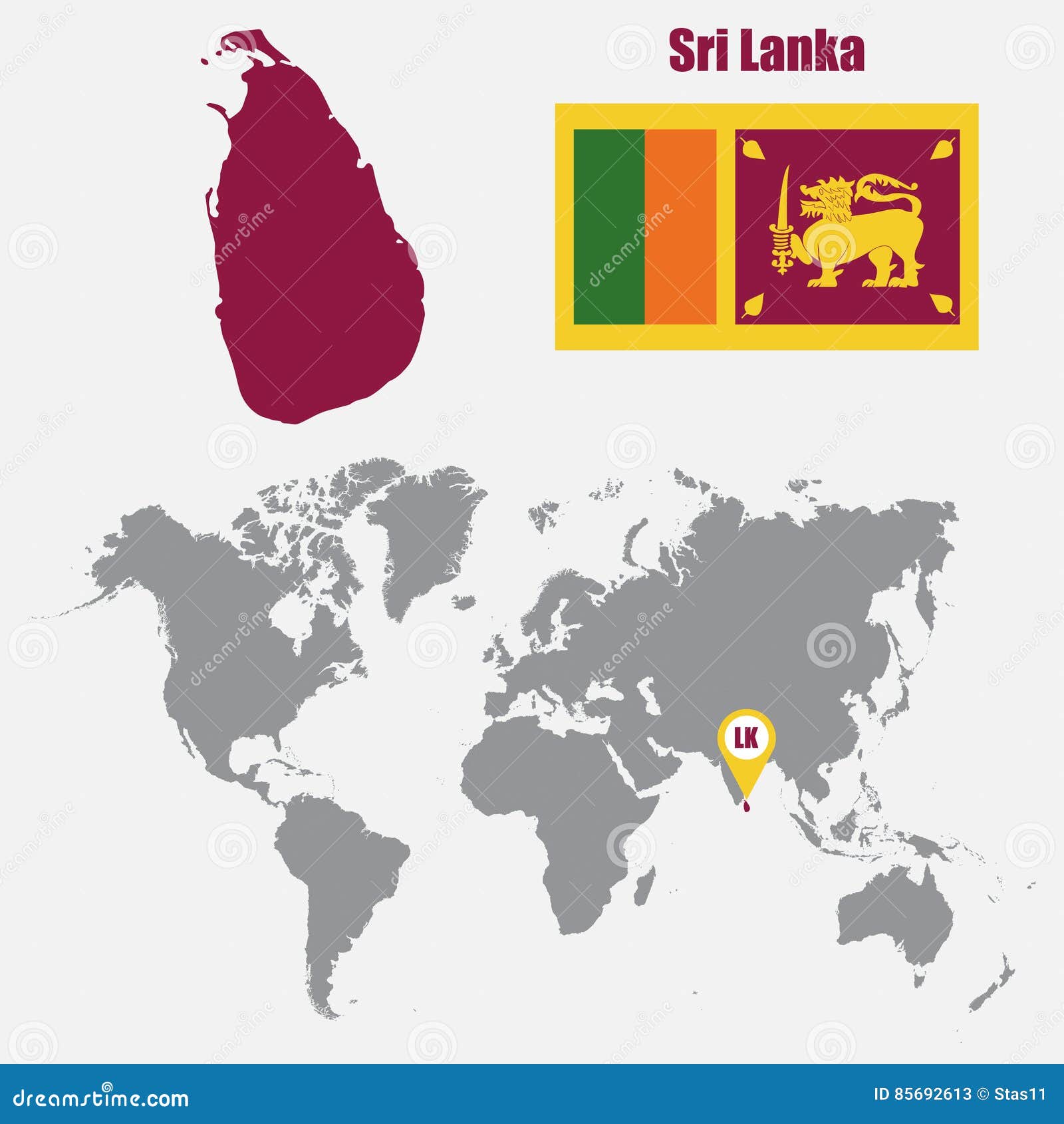 Carte De Sri Lanka Sur Une Carte Du Monde Avec Lindicateur