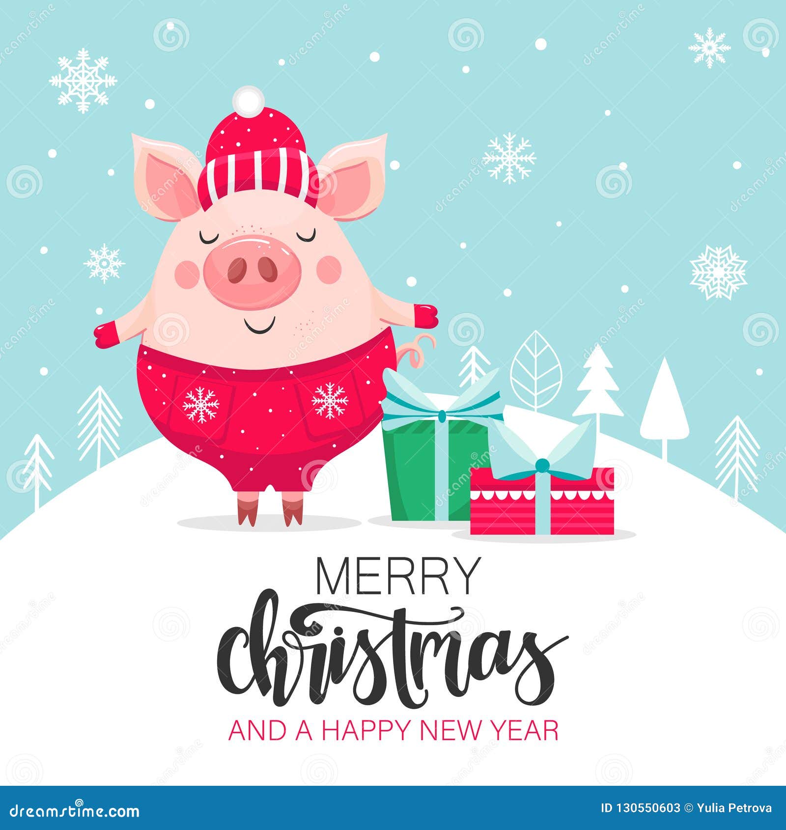 Téléchargement gratuit Images Carte De Vacances D Hiver Avec Le Porc Drole Illustration De le plus cool salutations