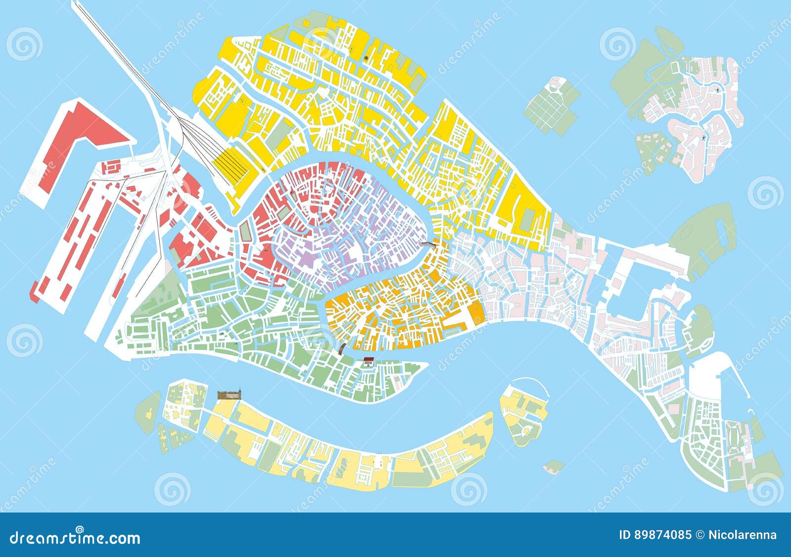 Carte De Vecteur De Couleur De Venise Illustration De Vecteur Illustration Du Ile Course
