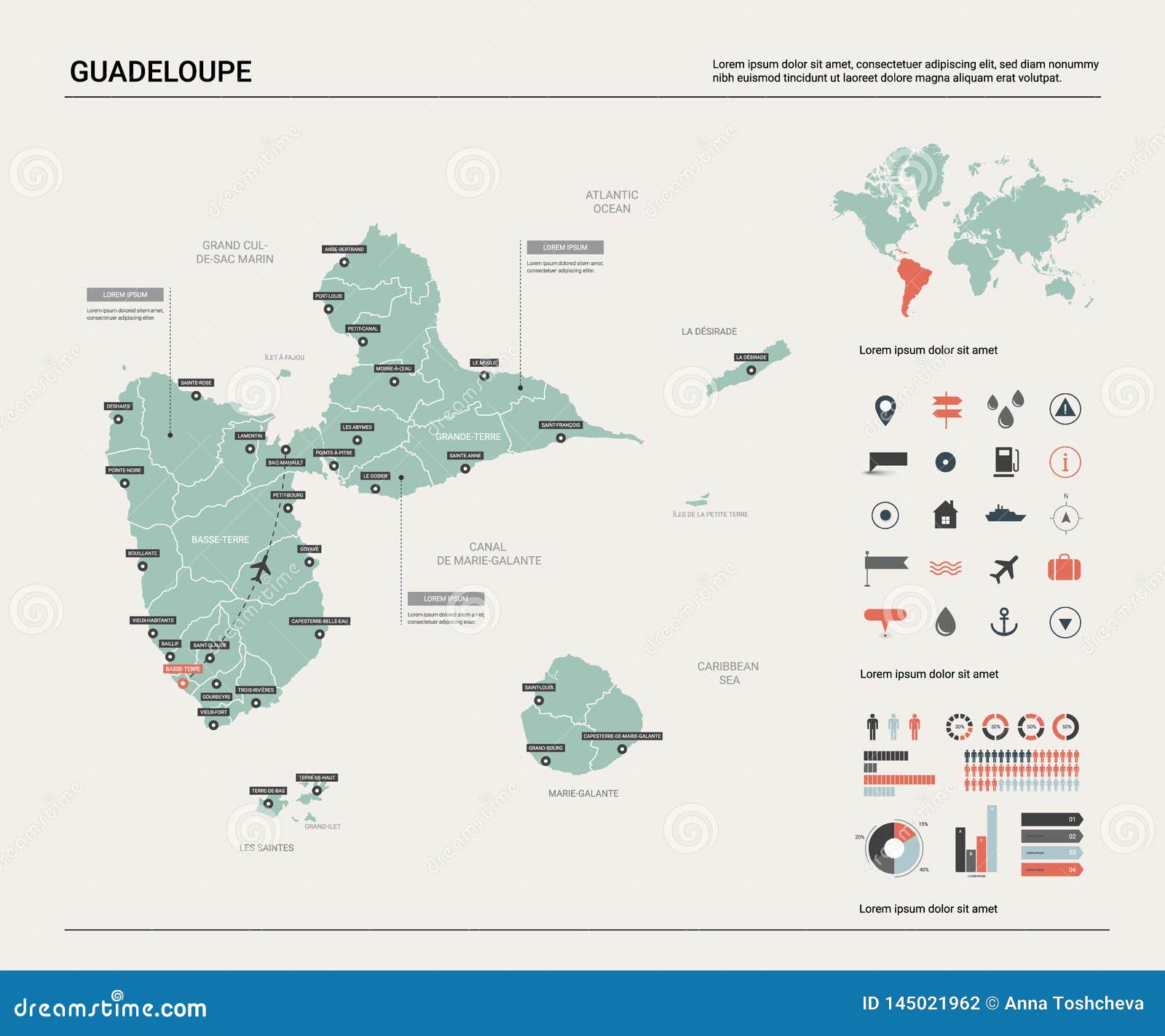 Carte De Vecteur De La Guadeloupe R Carte Politique Carte