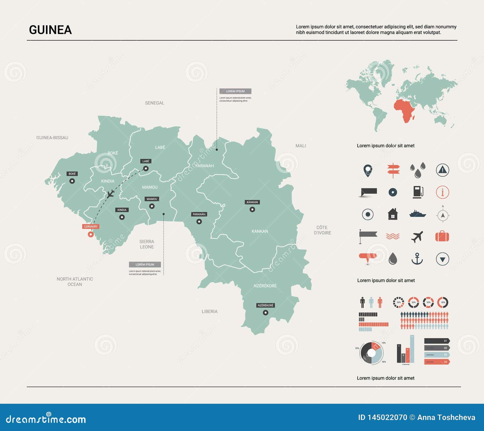 Carte De Vecteur De La Guine Haute Carte Dtaille De Pays