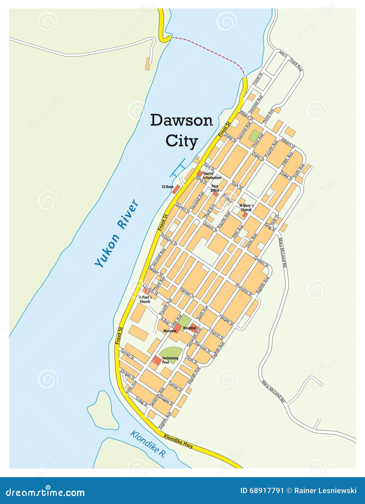 Carte de ville de Dawson illustration stock. Illustration du vecteur