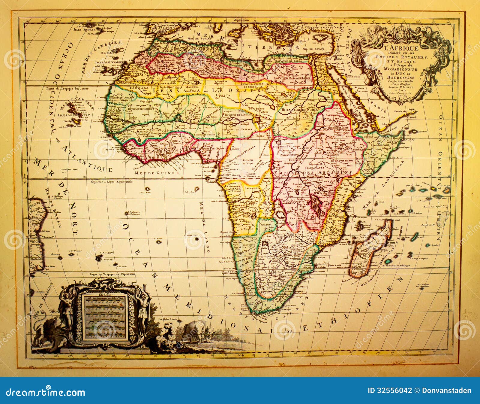 Carte d'Afrique Dressée antique map Africa continent by De ...