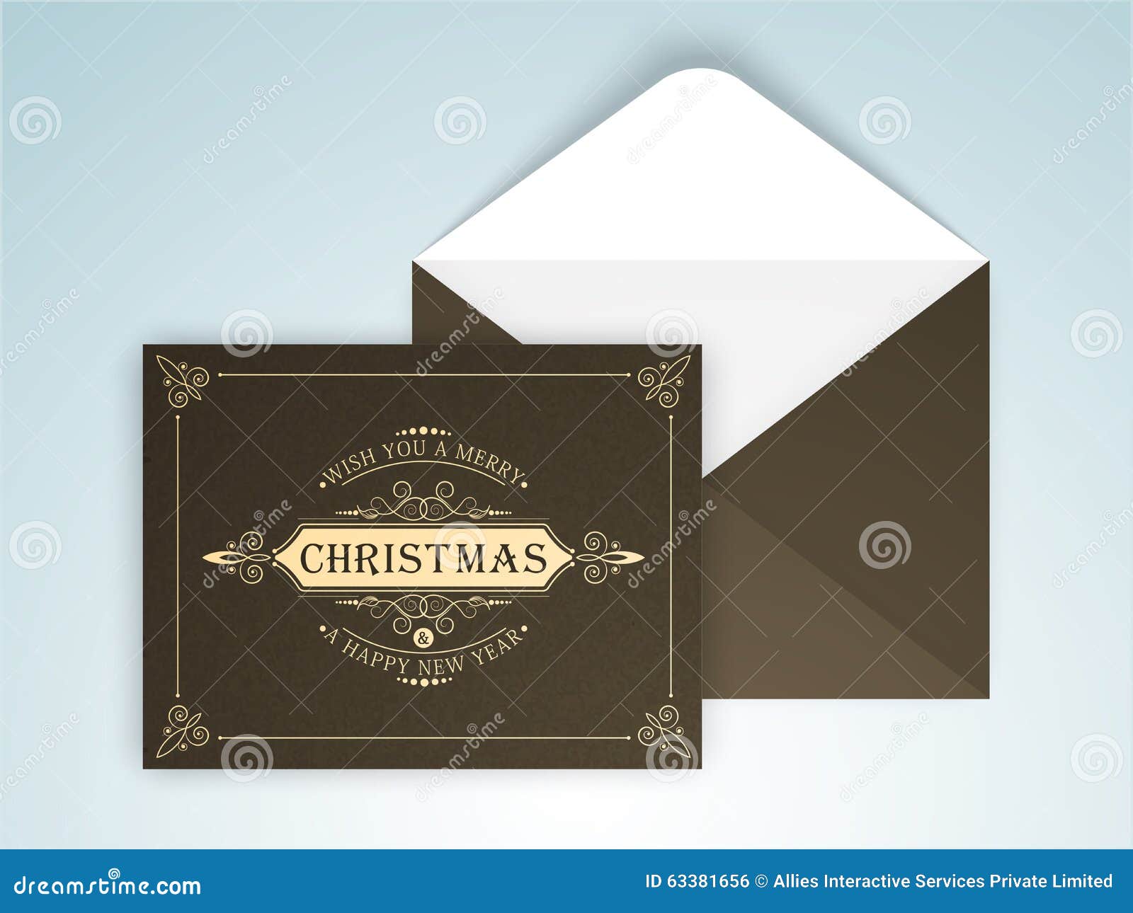 Carte De Voeux Avec L'enveloppe Pendant Noël Et La Nouvelle Année  Illustration Stock - Illustration du fond, festival: 63381656