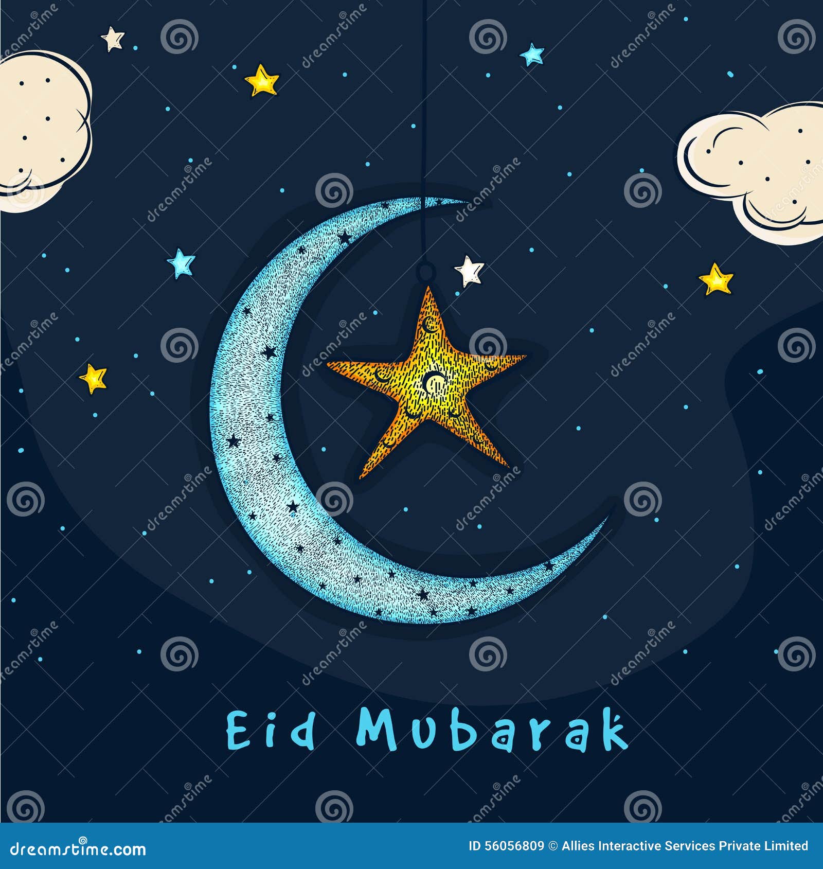 illustration stock carte de voeux avec la lune et l toile pour la clbration d eid image