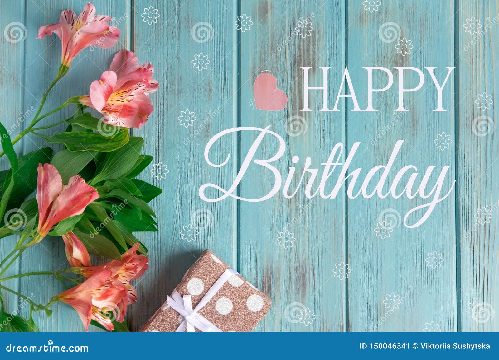 Carte De Voeux Avec Le Joyeux Anniversaire D Inscription Salutation De Felicitations A La Fille A La Mere Avec Des Fleurs Et A U Image Stock Image Du Gris Fleur