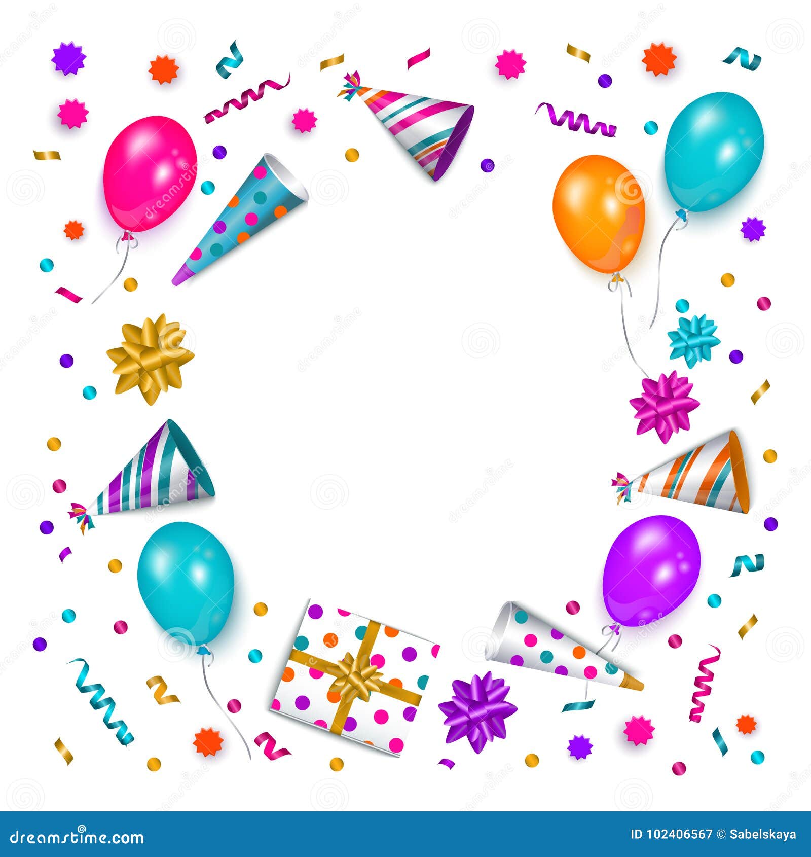 Carte De Fête D'anniversaire Avec Confettis Et Espace Image