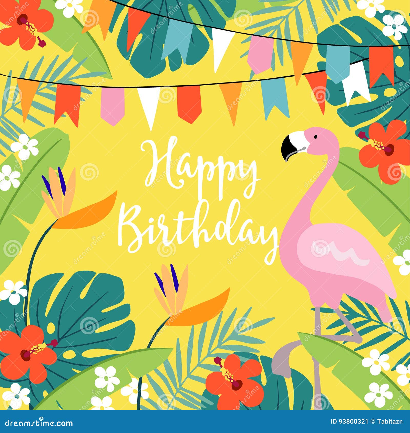 Carte De Voeux De Joyeux Anniversaire Invitation Avec Les Palmettes Tirees Par La Main Fleurs De Ketmie Oiseau De Flamant Et D Illustration De Vecteur Illustration Du Palmettes Flamant Carte De Voeux De Joyeux Anniversaire Invitation Avec Les Palmettes Tirees Par La Main Fleurs De Ketmie Oiseau De Flamant Et D Illustration De Vecteur Illustration Du Palmettes Flamant