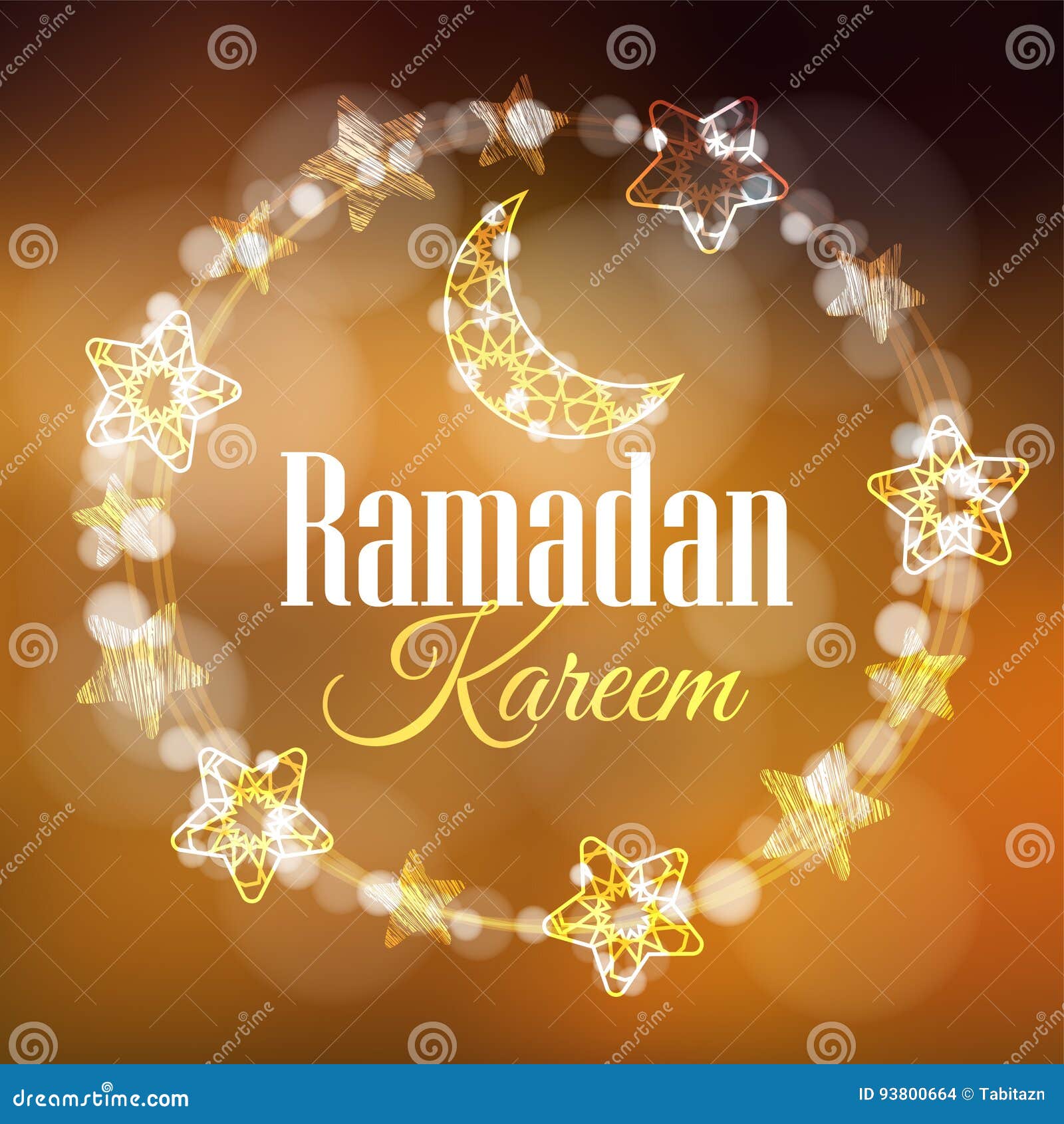 Carte De Voeux De Ramadan Kareem, Invitation Avec La Guirlande