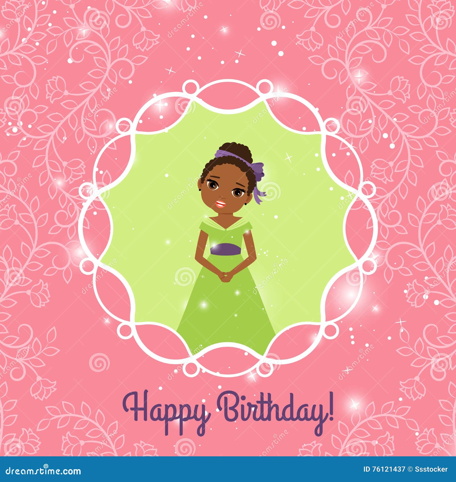 Carte De Voeux De Rose De Joyeux Anniversaire Avec La Princesse Illustration De Vecteur Illustration Du Bonheur Fete