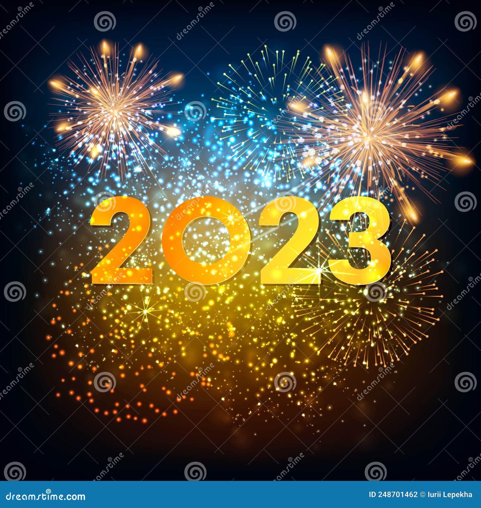 Vecteur Bonne Année 2024 Avec Feux D'artifice Et Conception De Texte