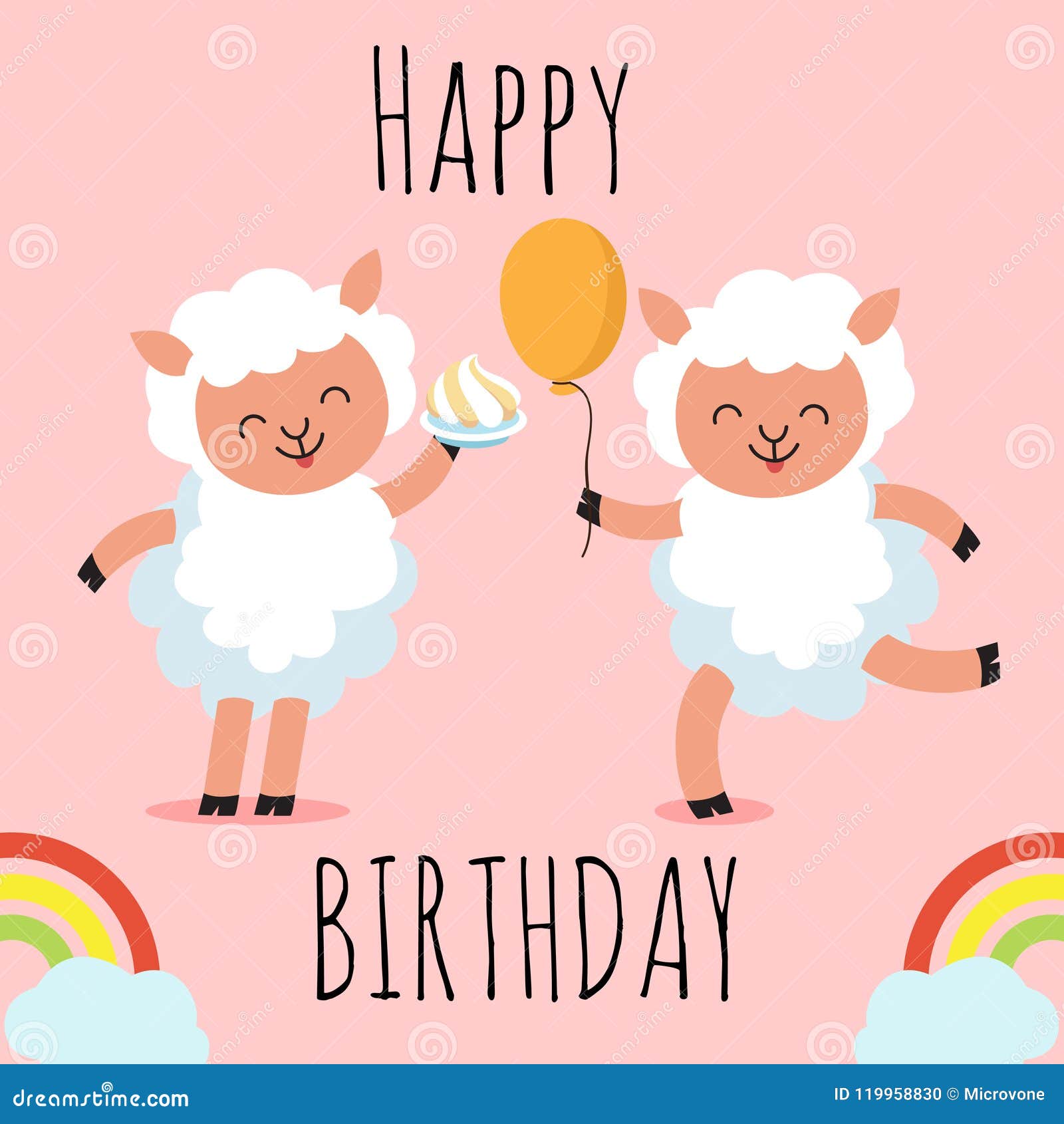 Carte De Voeux De Joyeux Anniversaire Avec Les Moutons Mignons De Personnage De Dessin Anime Illustration De Vecteur Illustration Du Voeux Avec Carte De Voeux De Joyeux Anniversaire Avec Les Moutons Mignons De Personnage De Dessin Anime Illustration De Vecteur Illustration Du Voeux Avec