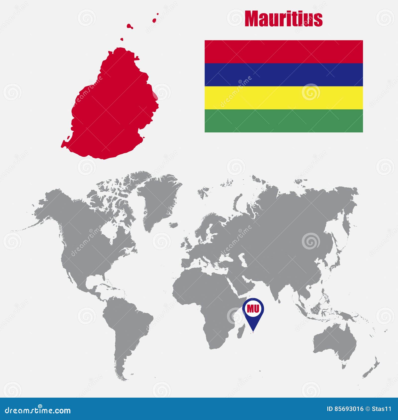 Carte Des îles Maurice Sur Une Carte Du Monde Avec L