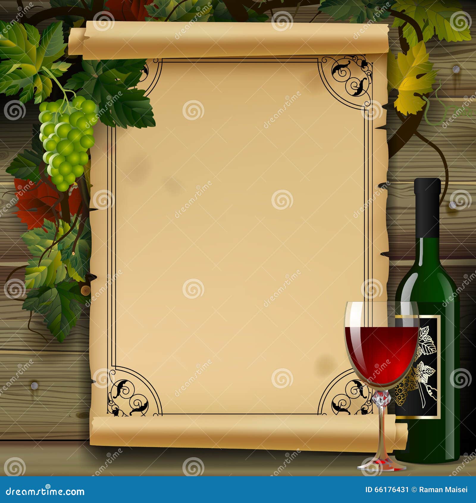 Rideau transparent Bouteille de vin rouge et un verre de vin sur le baril  wodden 