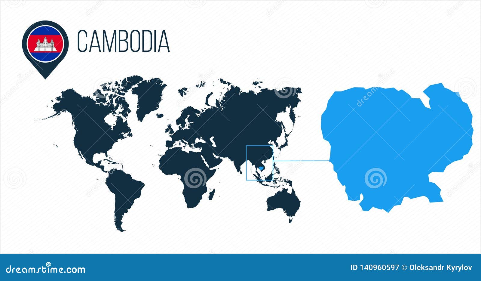Carte Du Cambodge Située Sur Une Carte Du Monde Avec Le
