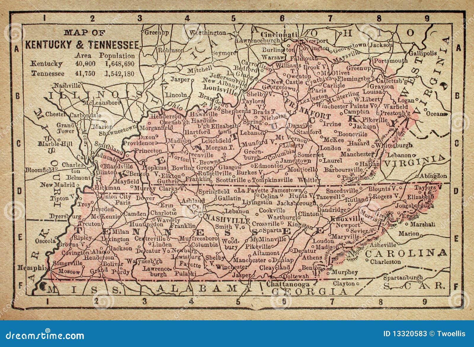 Carte Du Kentucky Et Du Tennessee Illustration Stock Illustration du