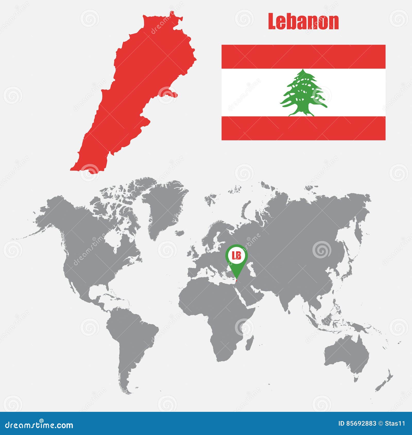 Carte Du Liban Sur Une Carte Du Monde Avec Lindicateur De