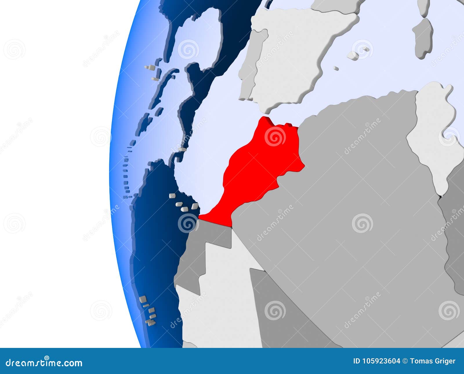 Carte Du Maroc Sur Le Globe Politique Illustration Stock