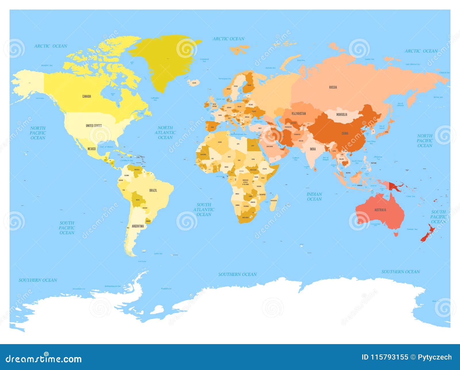 Carte Du Monde Avec Des Noms Des Pays Souverains Et Des Plus