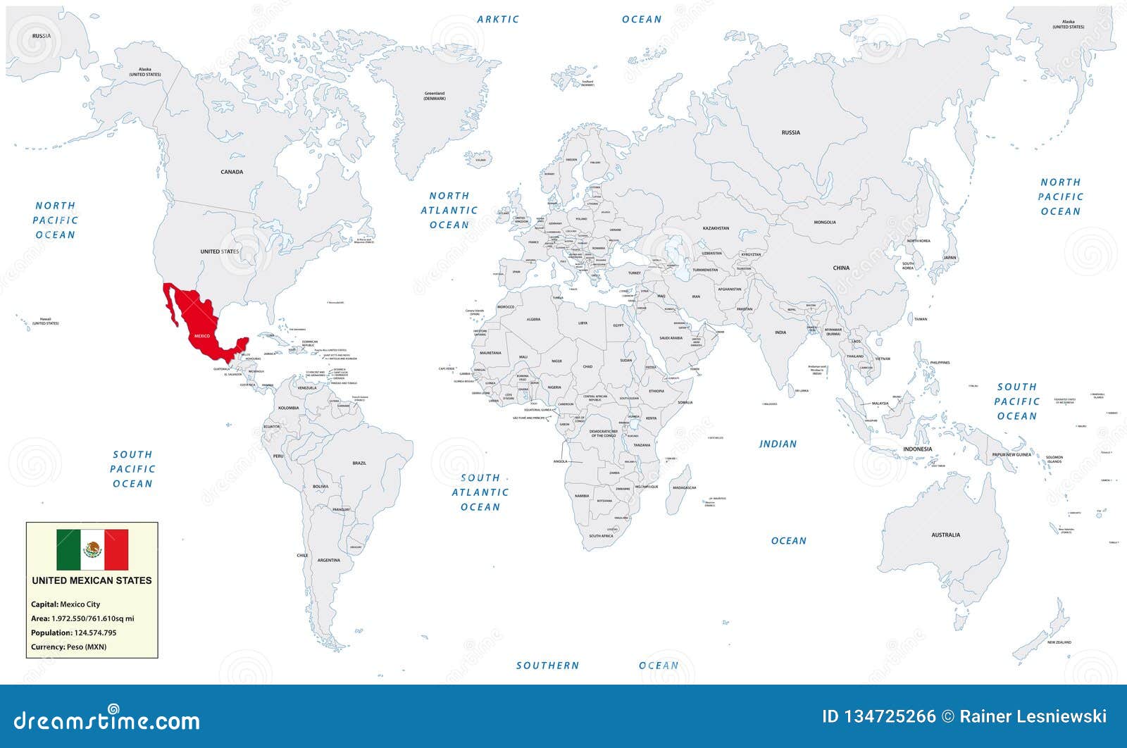 Carte Du Monde Avec Les états Unis Du Mexique La Petite