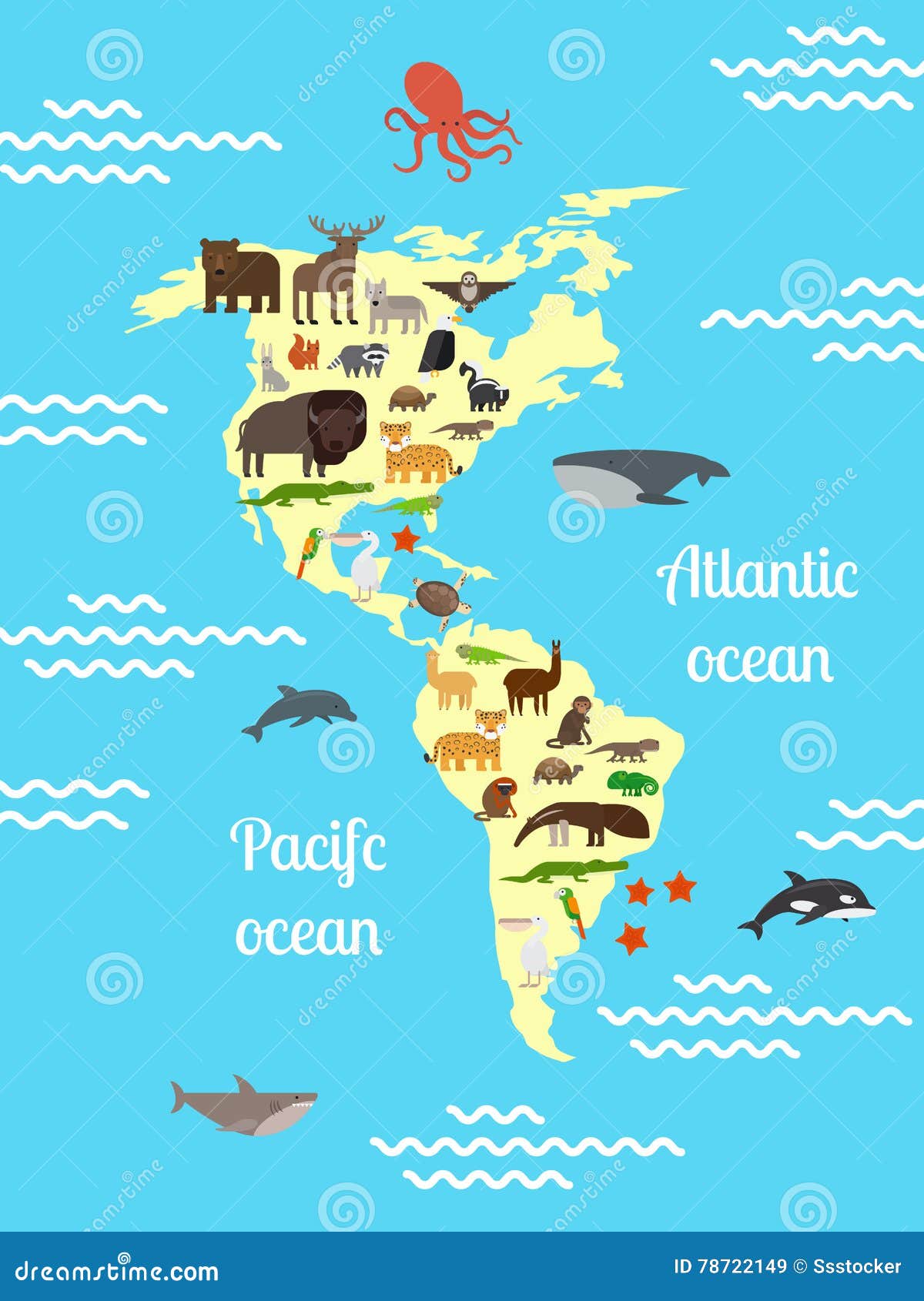 🥇 Autocollants pour enfants carte mondiale des animaux 🥇