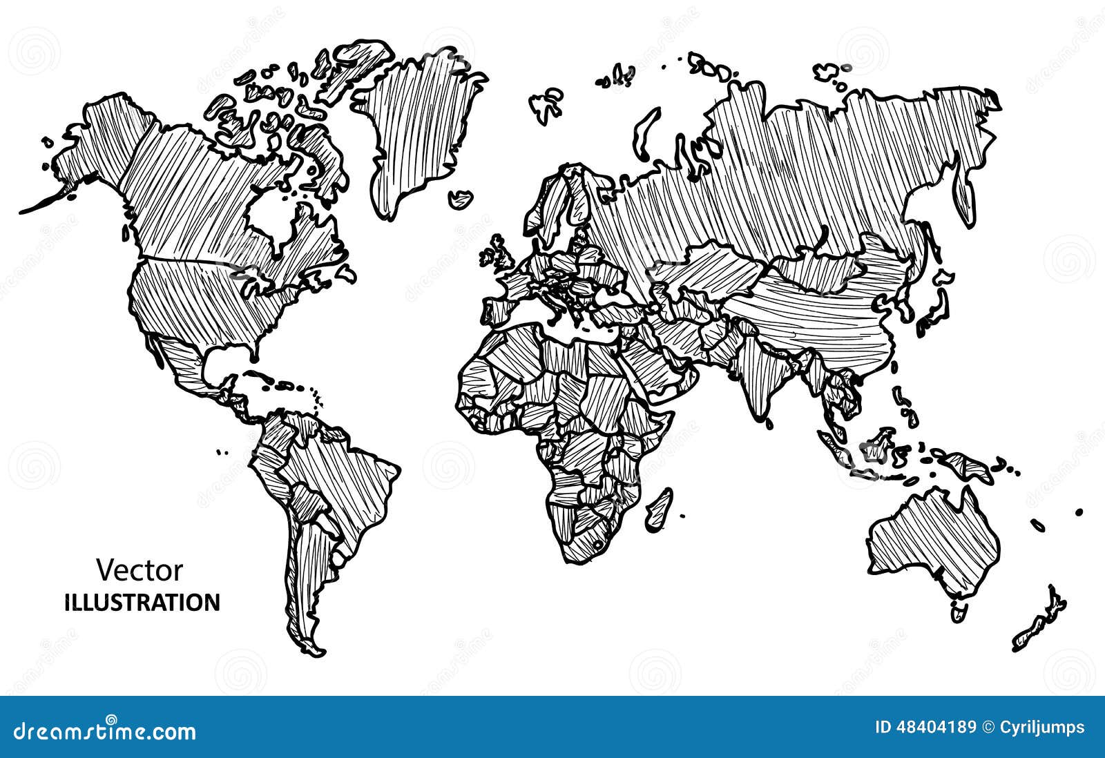 Carte Du Monde De Dessin De Main Avec Des Pays Illustration