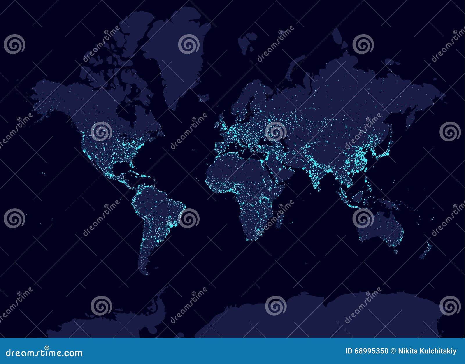 Carte Du Monde De Nuit Avec La Population Illustration De