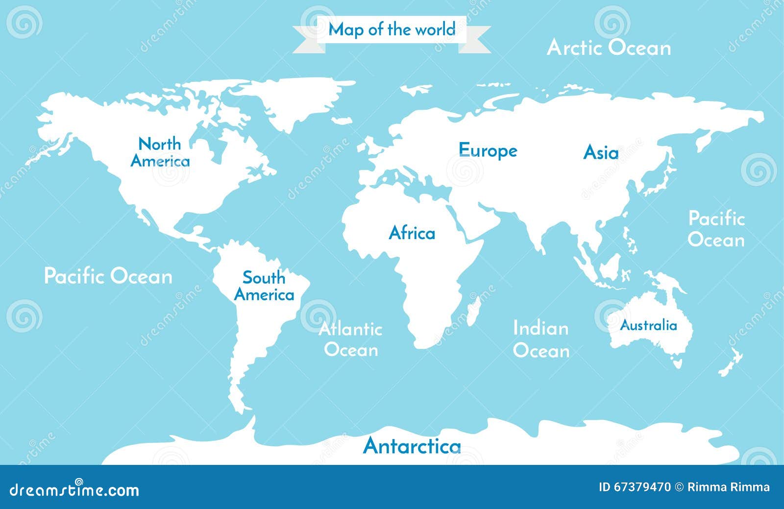 Carte Des Océans Et Des Continents Carte Du Monde Dirigez L'illustration Avec L'inscription Des Océans Et