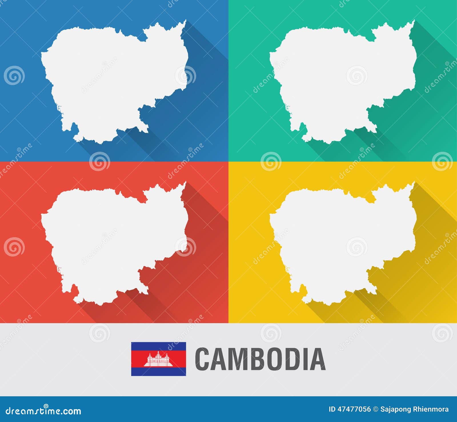 Carte Du Monde Du Cambodge Dans Le Style Plat Avec 4