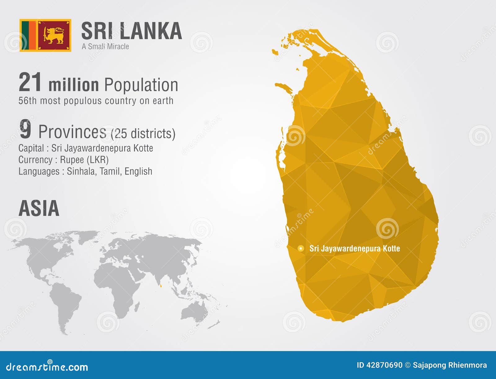 Carte Du Monde Du Sri Lanka Avec Une Texture De Diamant De