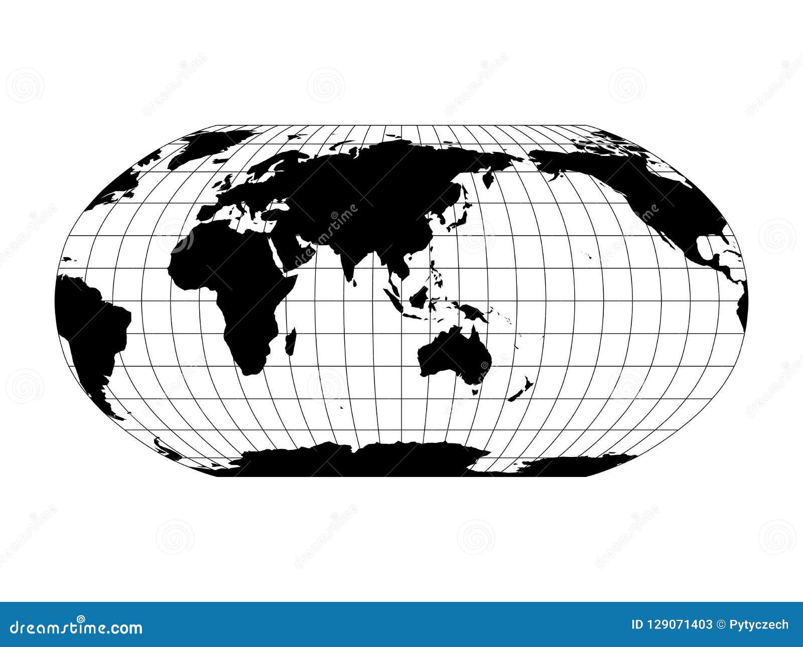 Carte Du Monde En Robinson Projection Avec La Grille De