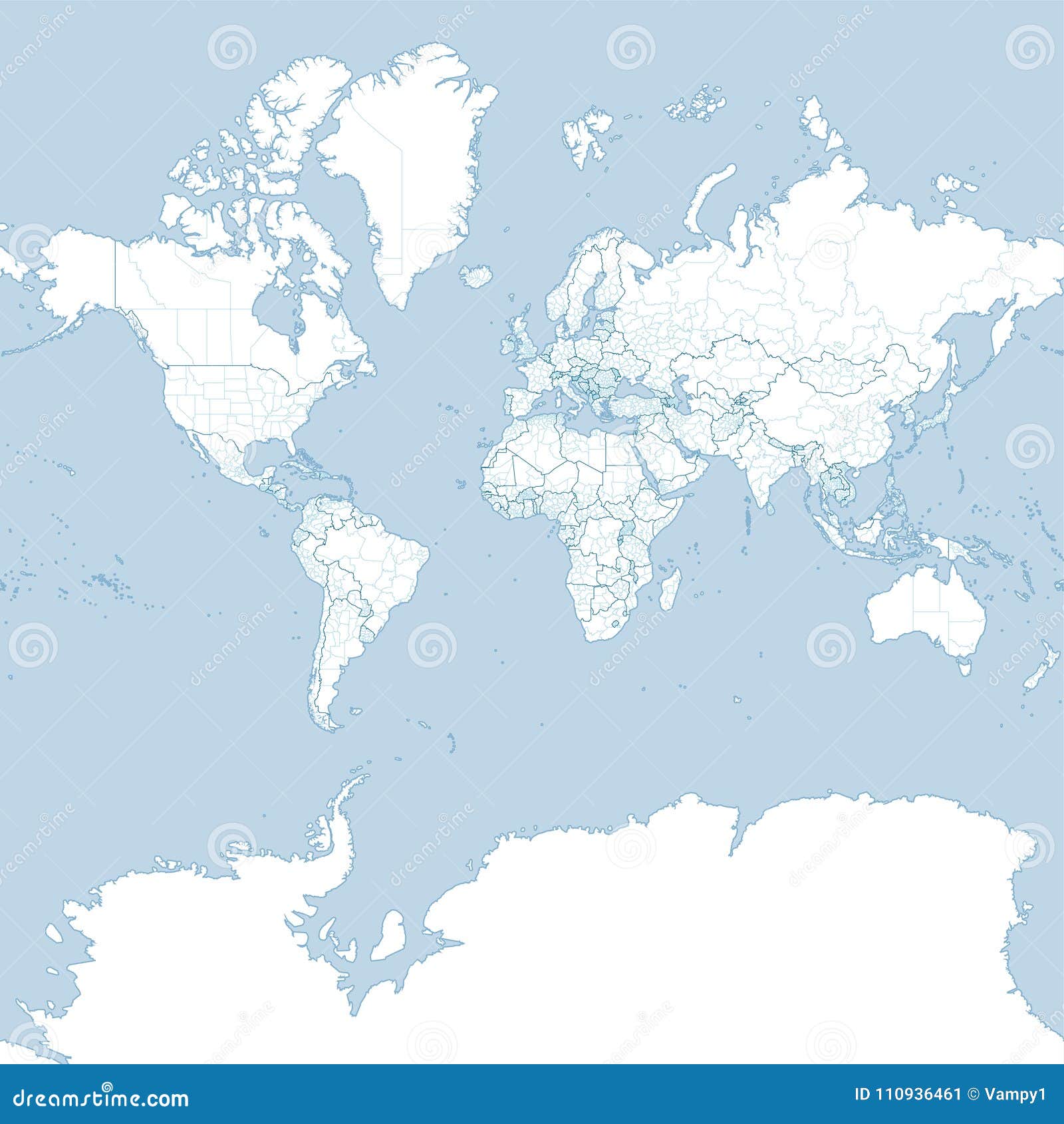 planisphère - carte - continents et pays du monde Stock Illustration