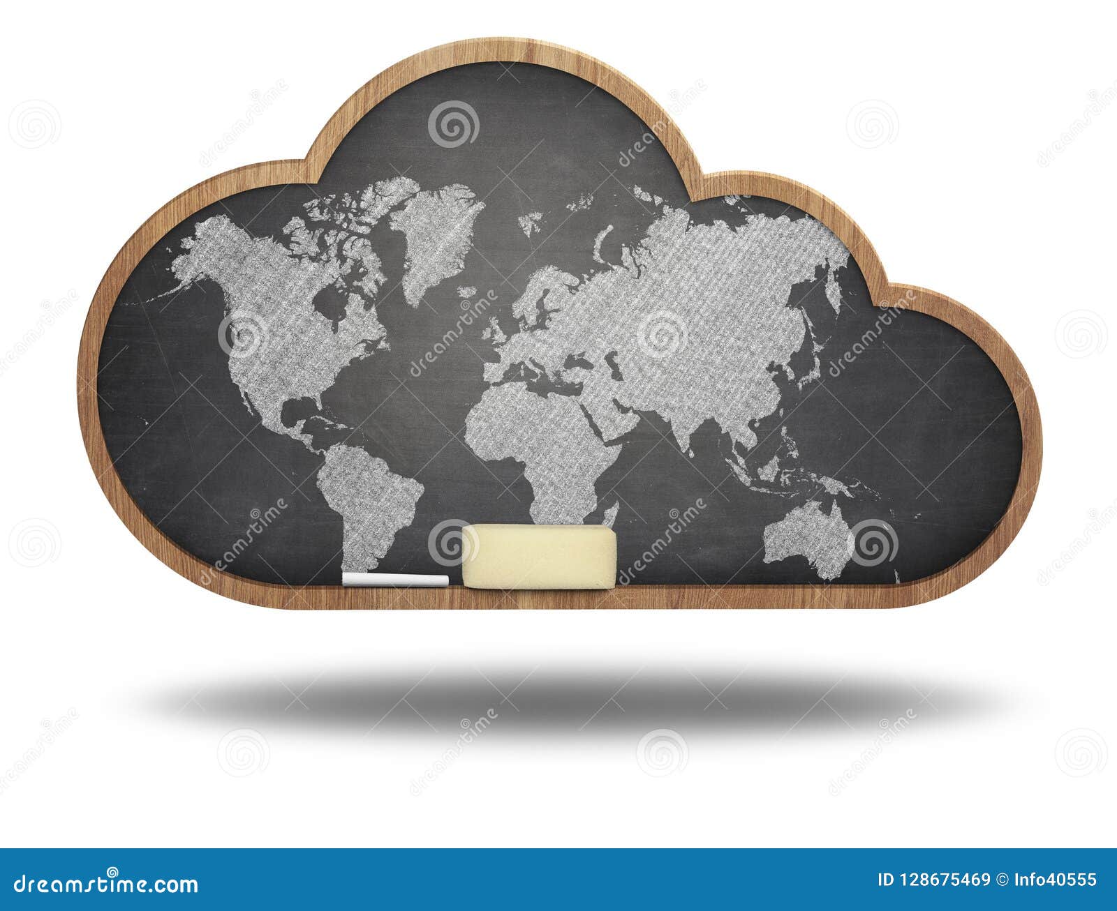 Carte Du Monde Sur Le Tableau Noir De Forme De Nuage Image