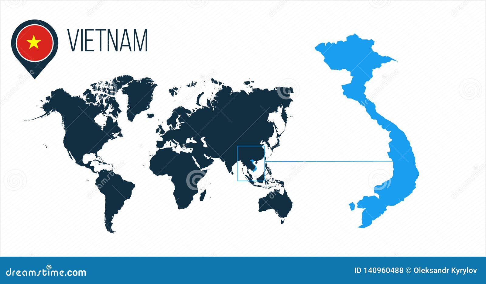 Carte Du Vietnam Située Sur Une Carte Du Monde Avec Le