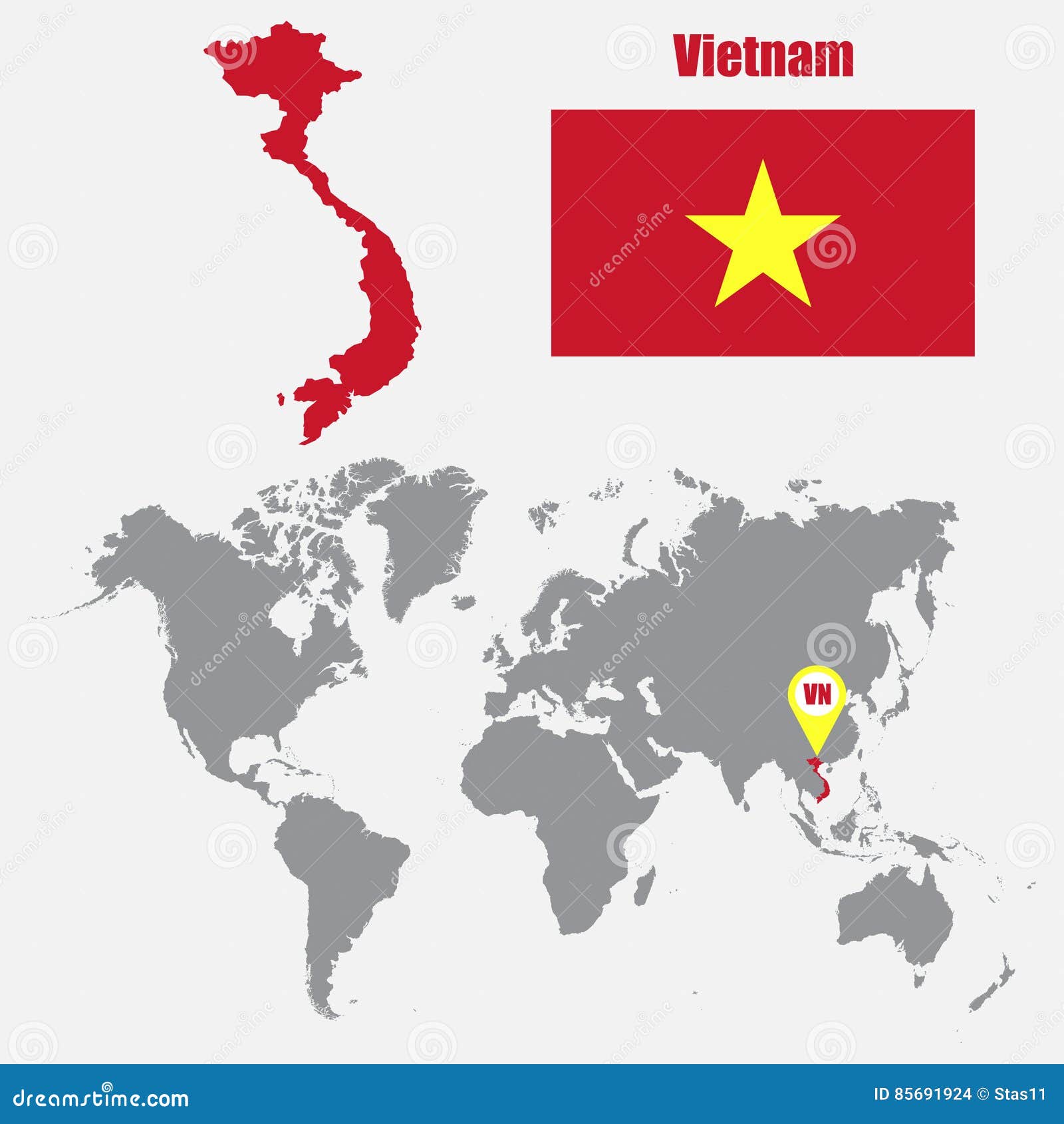 Carte Du Vietnam Sur Une Carte Du Monde Avec Lindicateur De