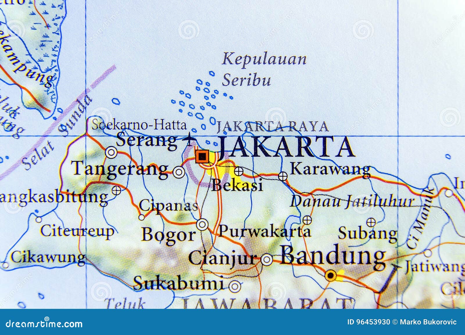 Carte Géographique De Capitale Jakarta De Lindonésie Photo