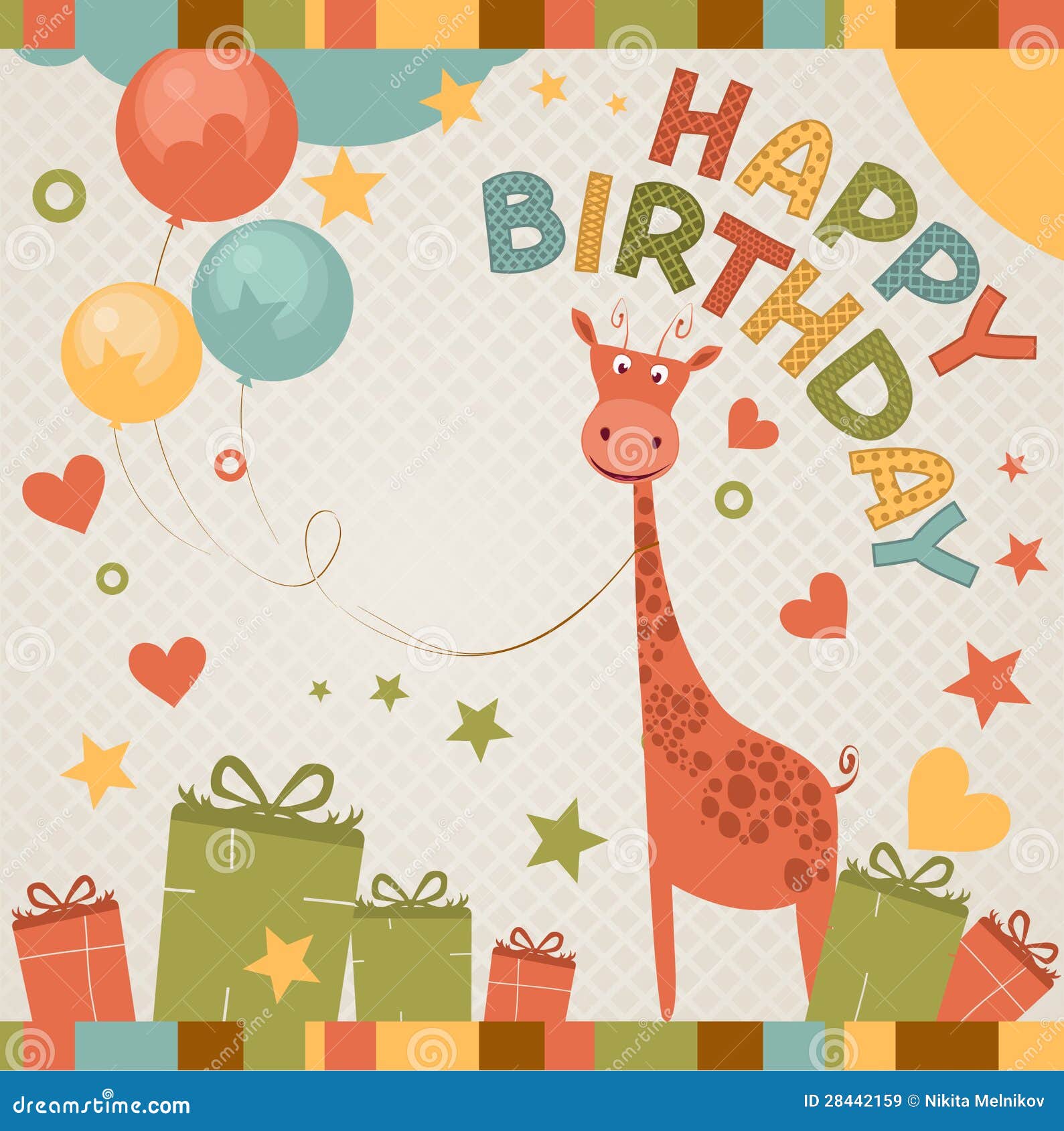 Carte Mignonne De Joyeux Anniversaire Avec La Girafe Illustration De Vecteur Illustration Du Mignonne Avec