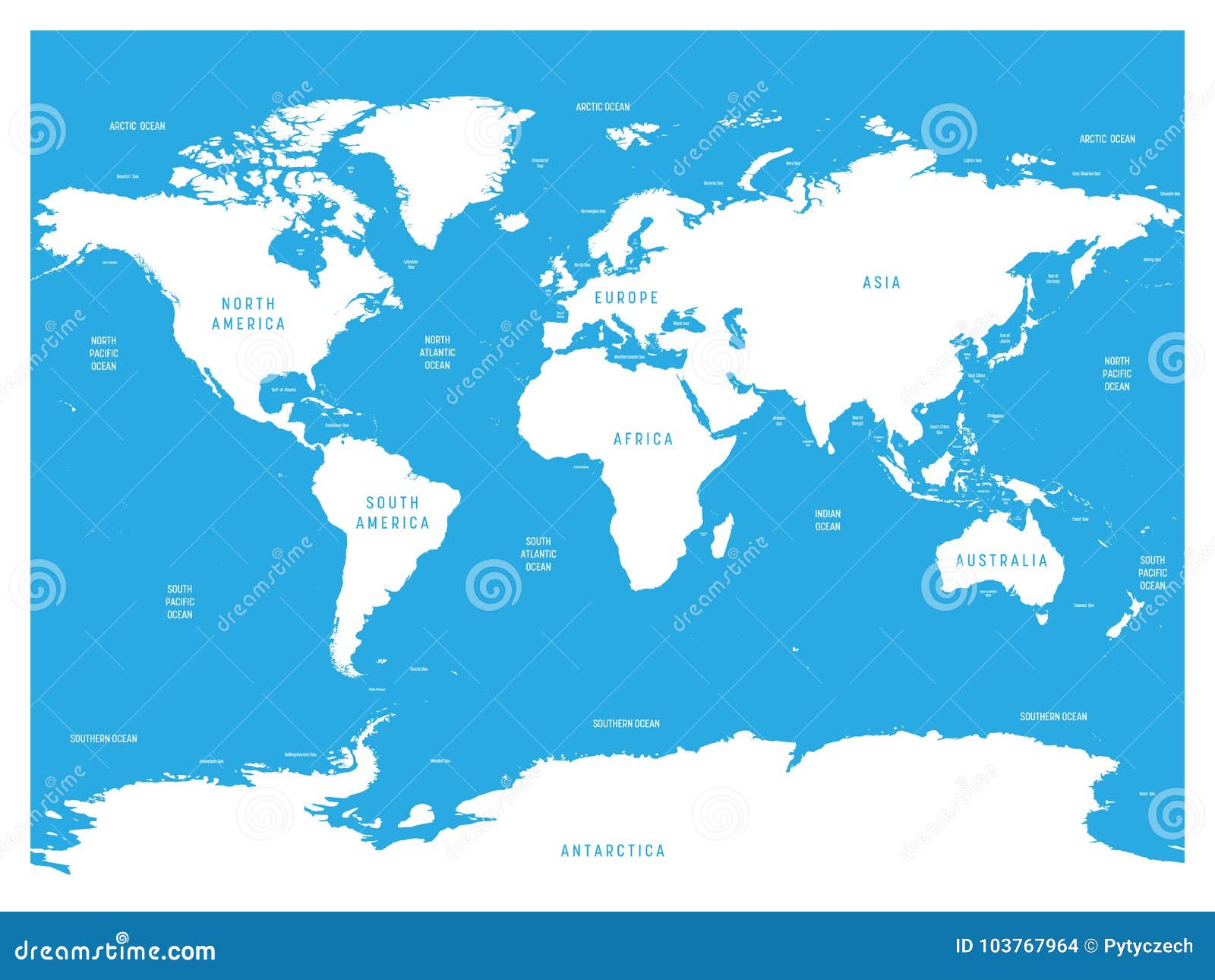 Carte Océanographique De Monde Avec Des Labels Des Océans