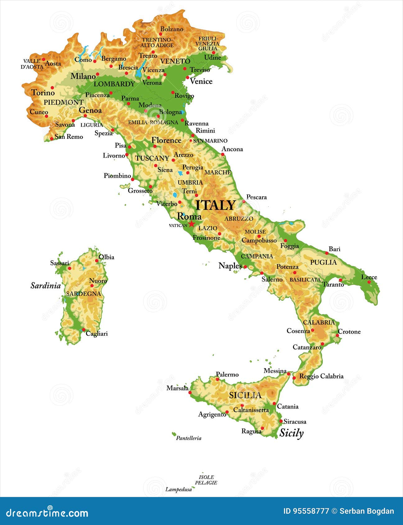 Carte Physique De L Italie Illustration De Vecteur Illustration Du Ville