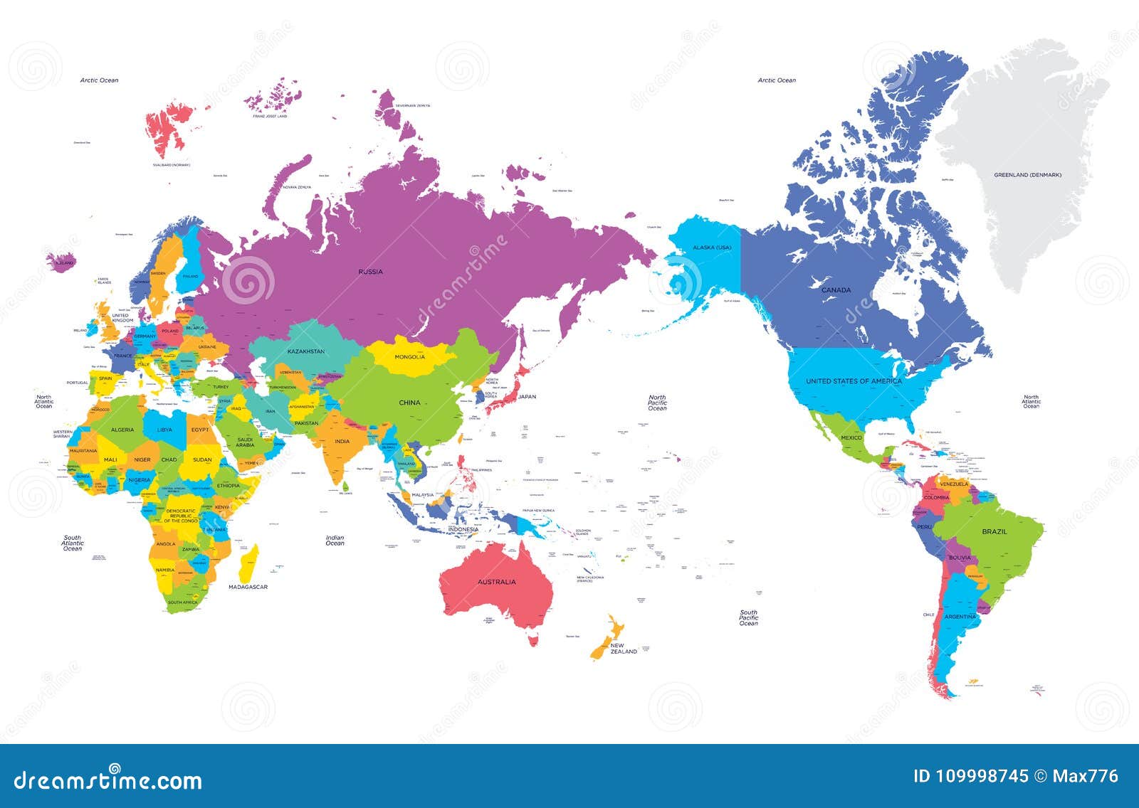 Carte Politique Colorée Du Monde Avec De Grandes Villes